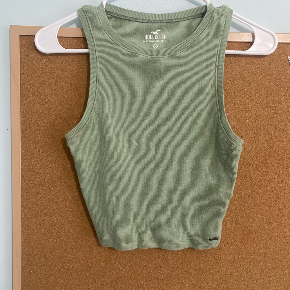 Hollister Women's Sage Green Tank Top